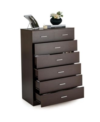Wooden Chest of Drawers with Anti-toppling Device and Metal Handles
