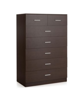 Wooden Chest of Drawers with Anti-toppling Device and Metal Handles
