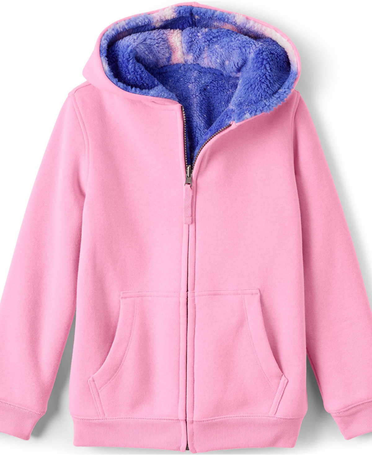 Lands' End Girls Reversible High Pile Fleece Hoodie