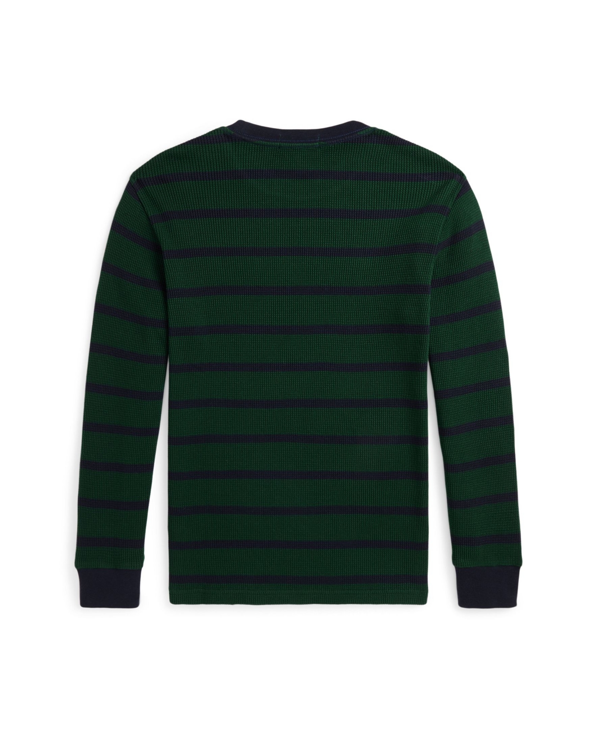 Polo Ralph Lauren Big Boys Striped Waffle Cotton Long Sleeve Tee -Navy