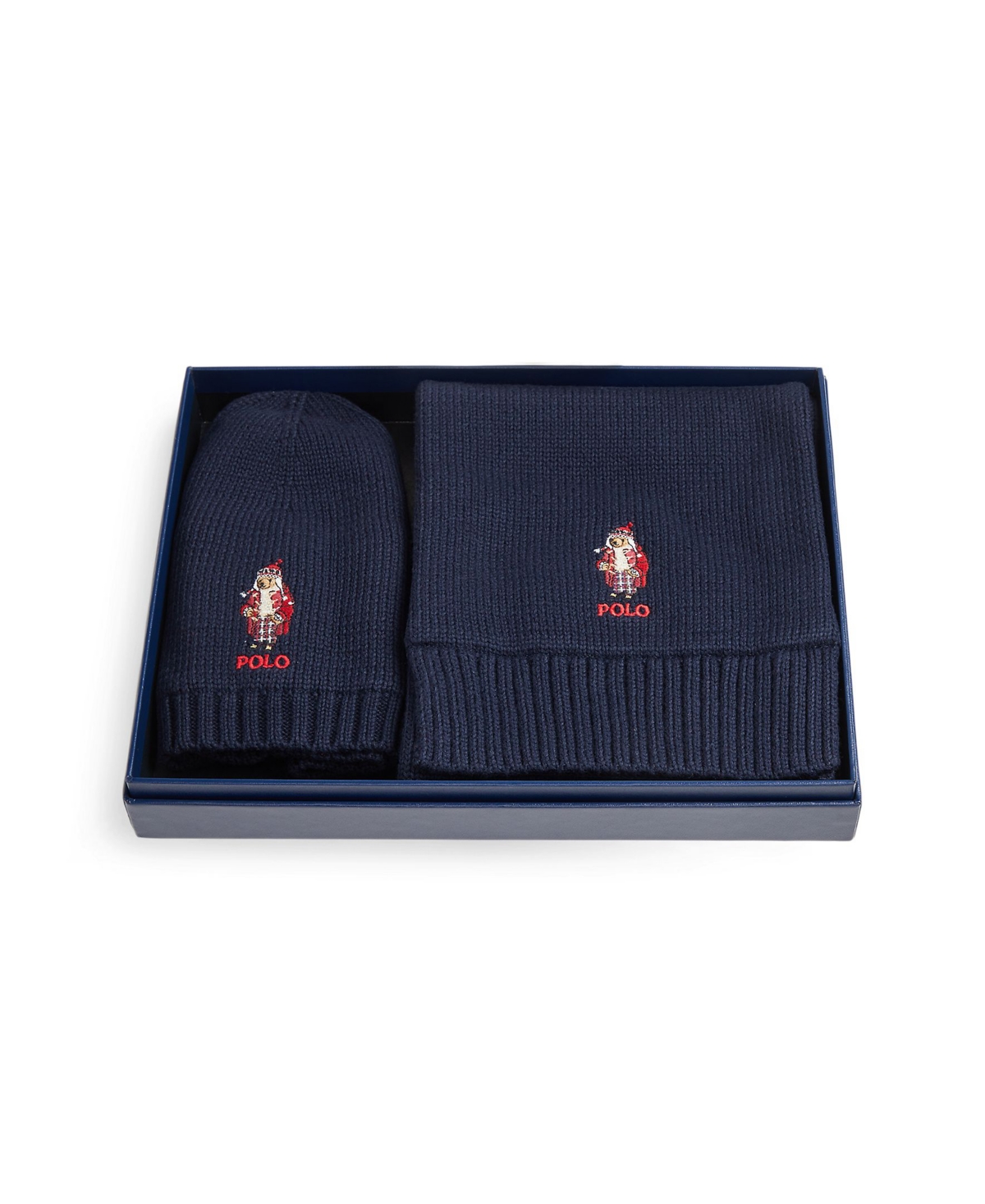 Polo Ralph Lauren Big Boys Polo Bear Cotton-Blend Hat and Scarf, 2-Piece Set