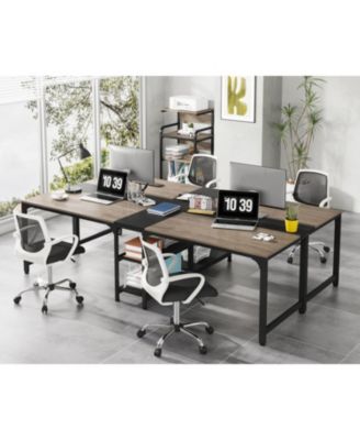 90.55'' 2 Person Desk with Storage Shelves, Double Computer Desk with Spacious Desktop, Extra Long Study Writing Table Workstation for Home Office