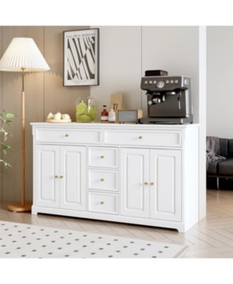 White Wooden Sideboard Accent Storage Cabinet with Multi-function