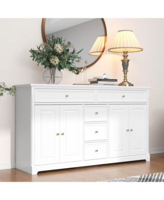 White Wooden Sideboard Accent Storage Cabinet with Multi-function