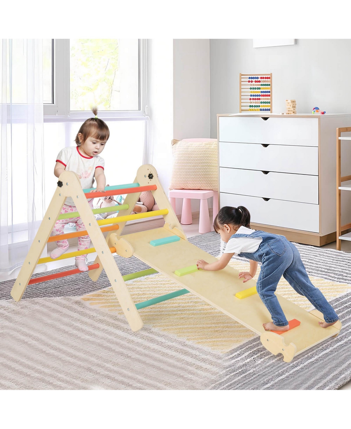 Costway 3-in-1 Triangular Climbing Toys Foldable & Height-adjustable Triangle Set - Assorted pre-pack