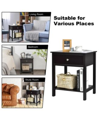 Wooden Storage Shelf with Drawer for Bedroom and Living Room