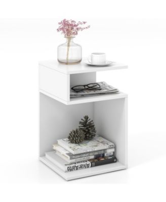 S-Shaped Side Table with Unique S-shaped Frame and 2 Open Compartments