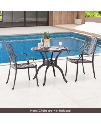 31.5 Inch Cast Aluminum Table Patio Round Dining Table with Umbrella Hole