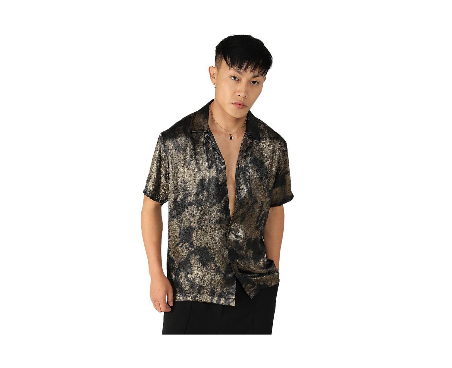 Men's Midnight Black & Metallic Gold Metallic Ombre Shirt
