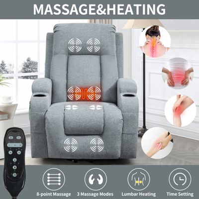 Up to 350 LBS Power Lift Recliner Chair, with Massage and Heating, USB, Cup Holders