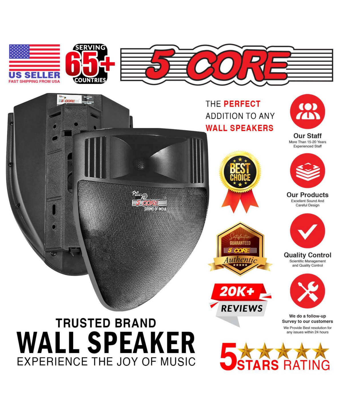 5 Core Outdoor Speaker Waterproof System Wall Mounted Indoor Patio Backyard Surround Sound Home