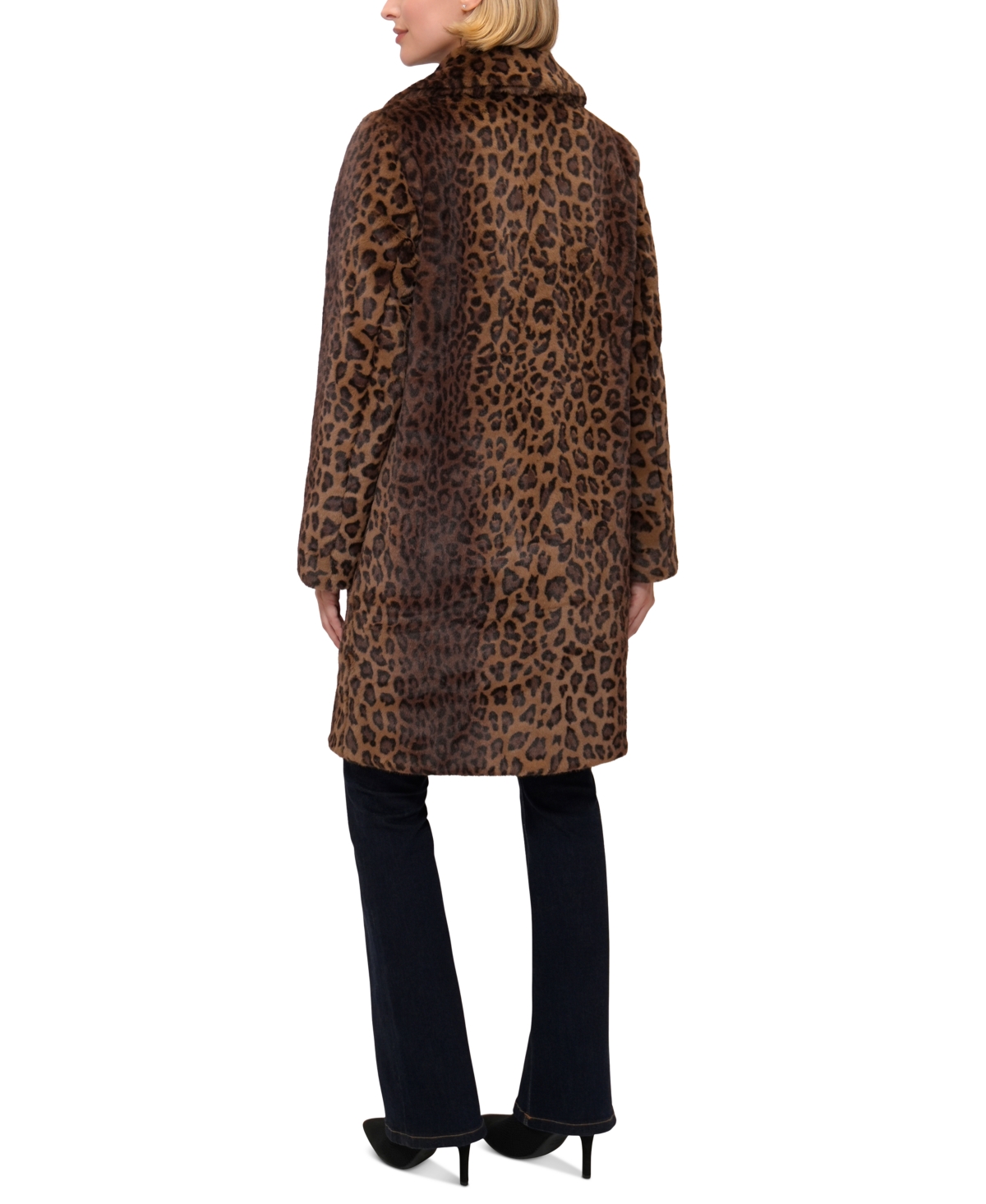 Jones New York Women's Printed Faux-Fur Button-Front Coat