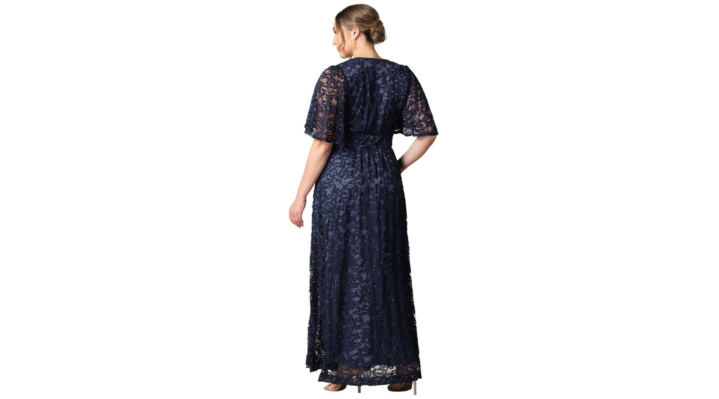 Женское платье Kiyonna Plus Size Luminous Sequin Lace Evening Gown with Pockets, цвет: Тёмно-синий — фото 2