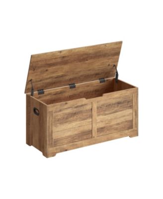 Wooden Storage Chest with Dual Safety Hinges and Spacious Hidden Storage Space