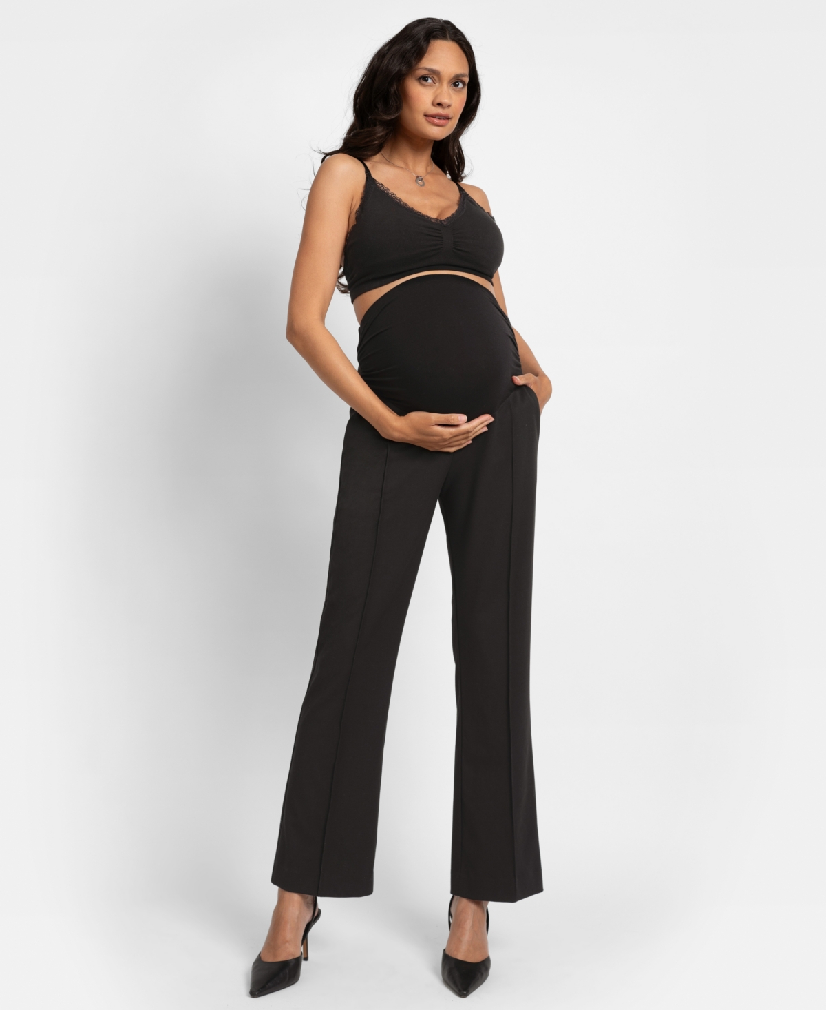 Shop Seraphine Women's Over Bump Boot Cut Maternity Trousers In Black