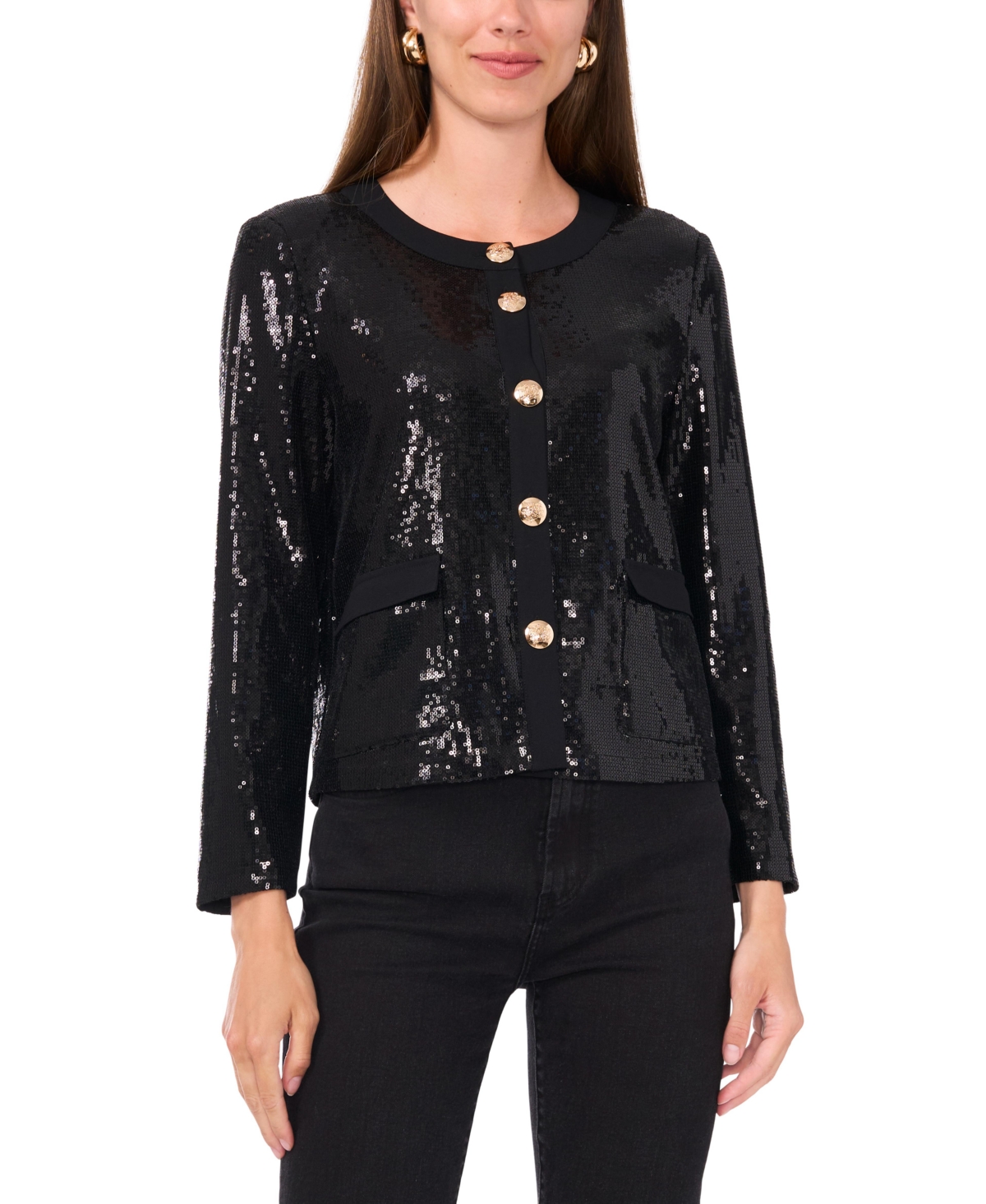 Vince Camuto Sequin Jacket In Rich Black