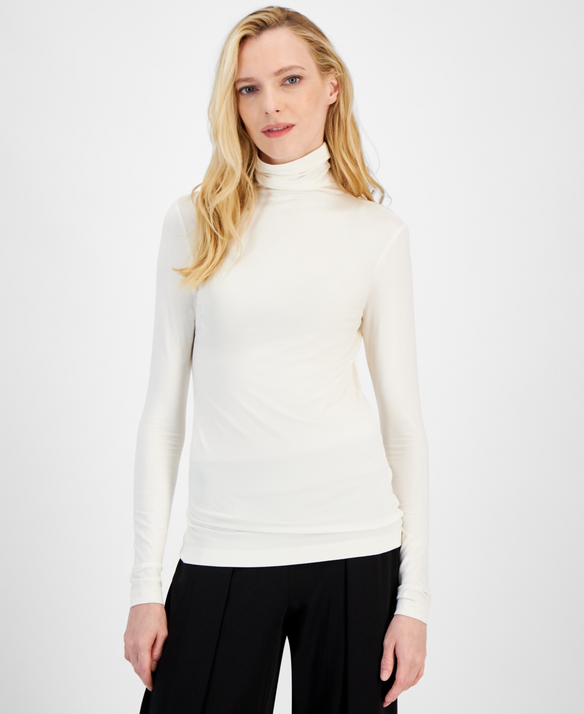 Anne Klein Women's Turtleneck Long-Sleeve Jersey Top
