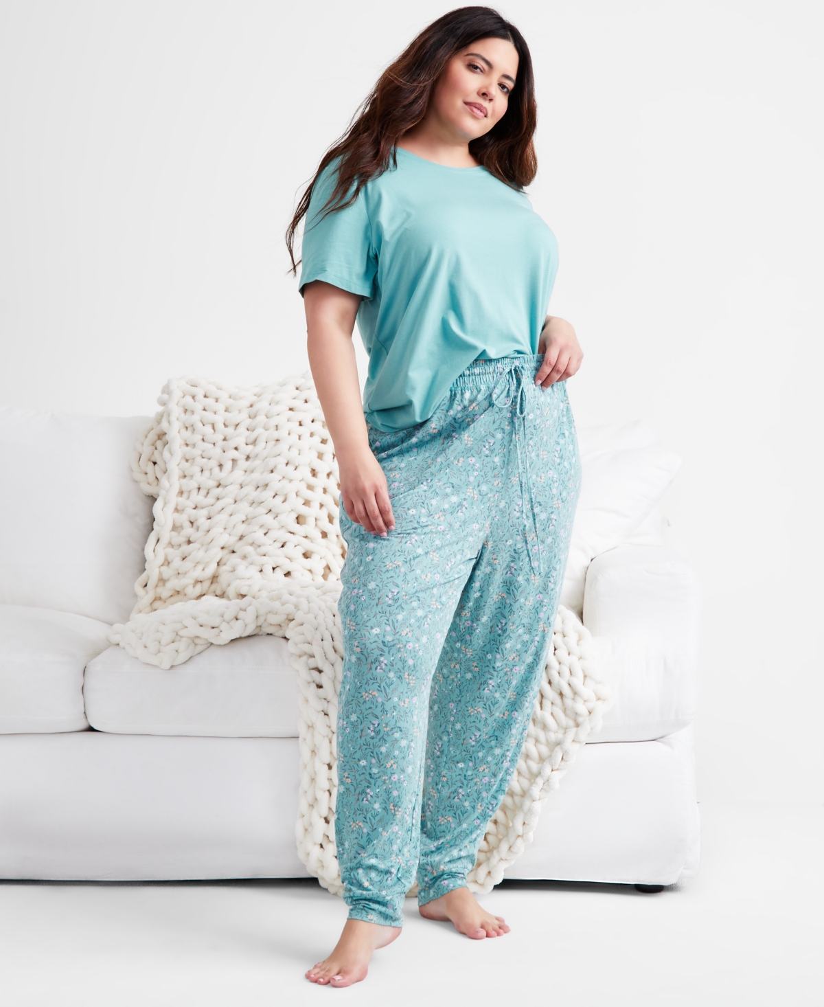 State Of Day Women's Printed Jogger Pajama Pants, Xs-3x, Created For Macy's In Garden Bru