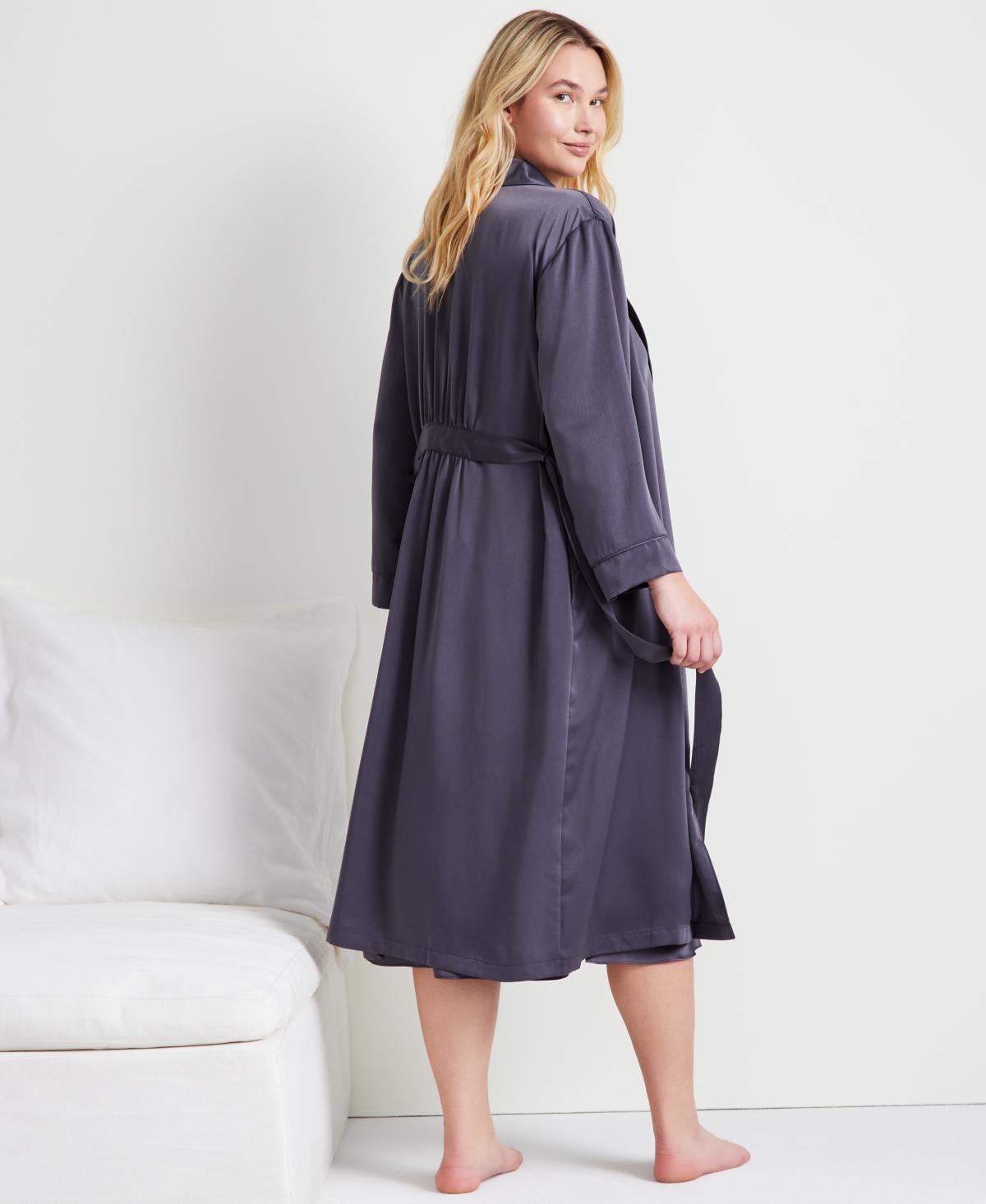 State Of Day Women's Sleeveless Crepe De Chine Nightgown, Created For Macy's In Ebony Grey