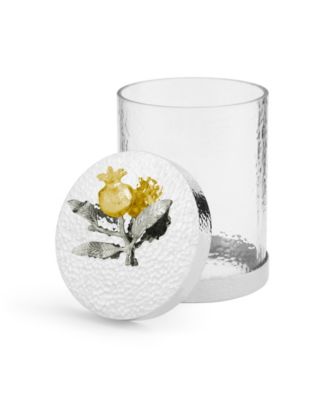 Pomegranate Silver and Gold Small Canister, 5.31" x 5.31"