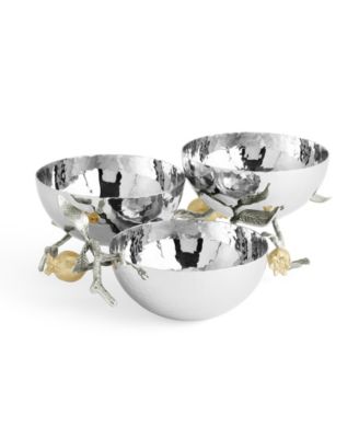 Pomegranate Silver and Gold Triple Bowl
