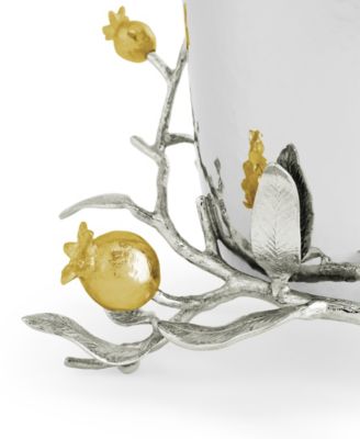 Pomegranate Silver and Gold Vase