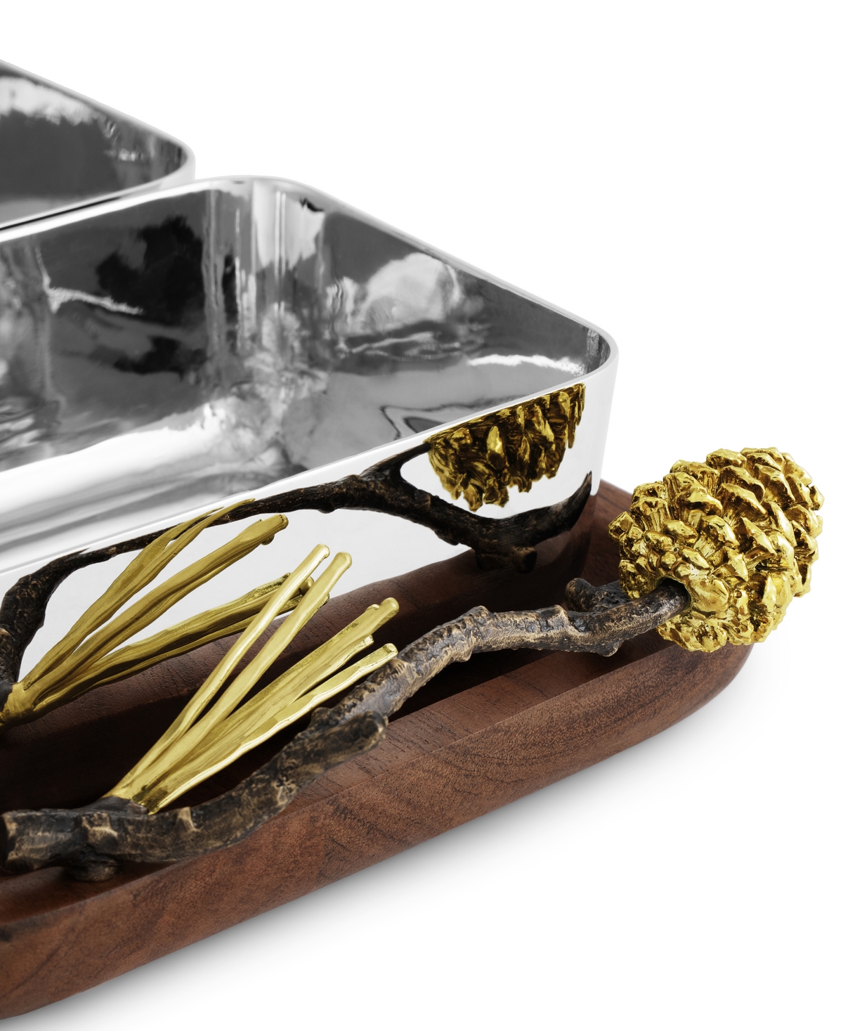 Michael Aram Pinecone Wood Triple Bowl In No Color