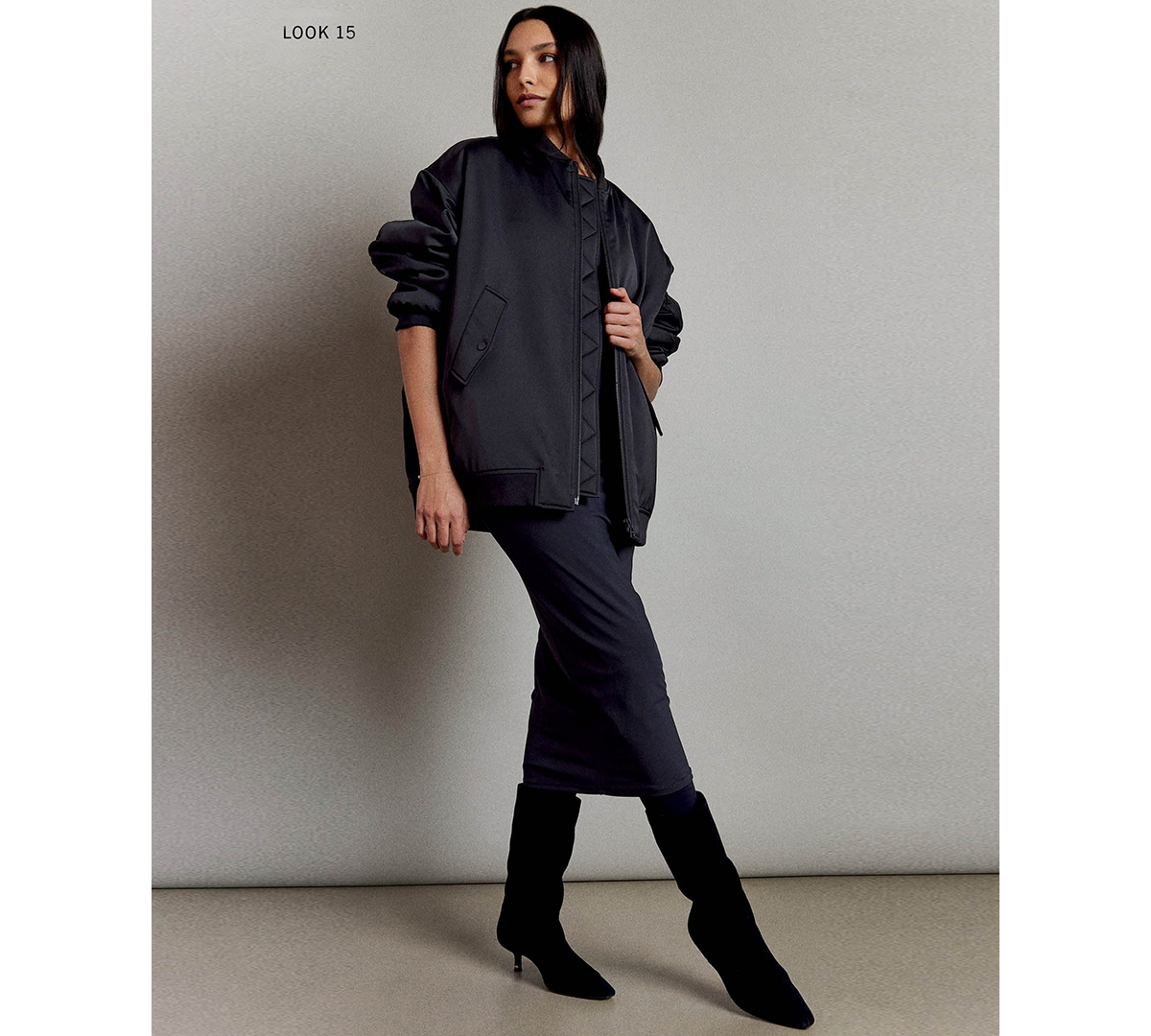 Shop Kenneth Cole Women's Satin Back Crepe Boyfriend Bomber Jacket In Black