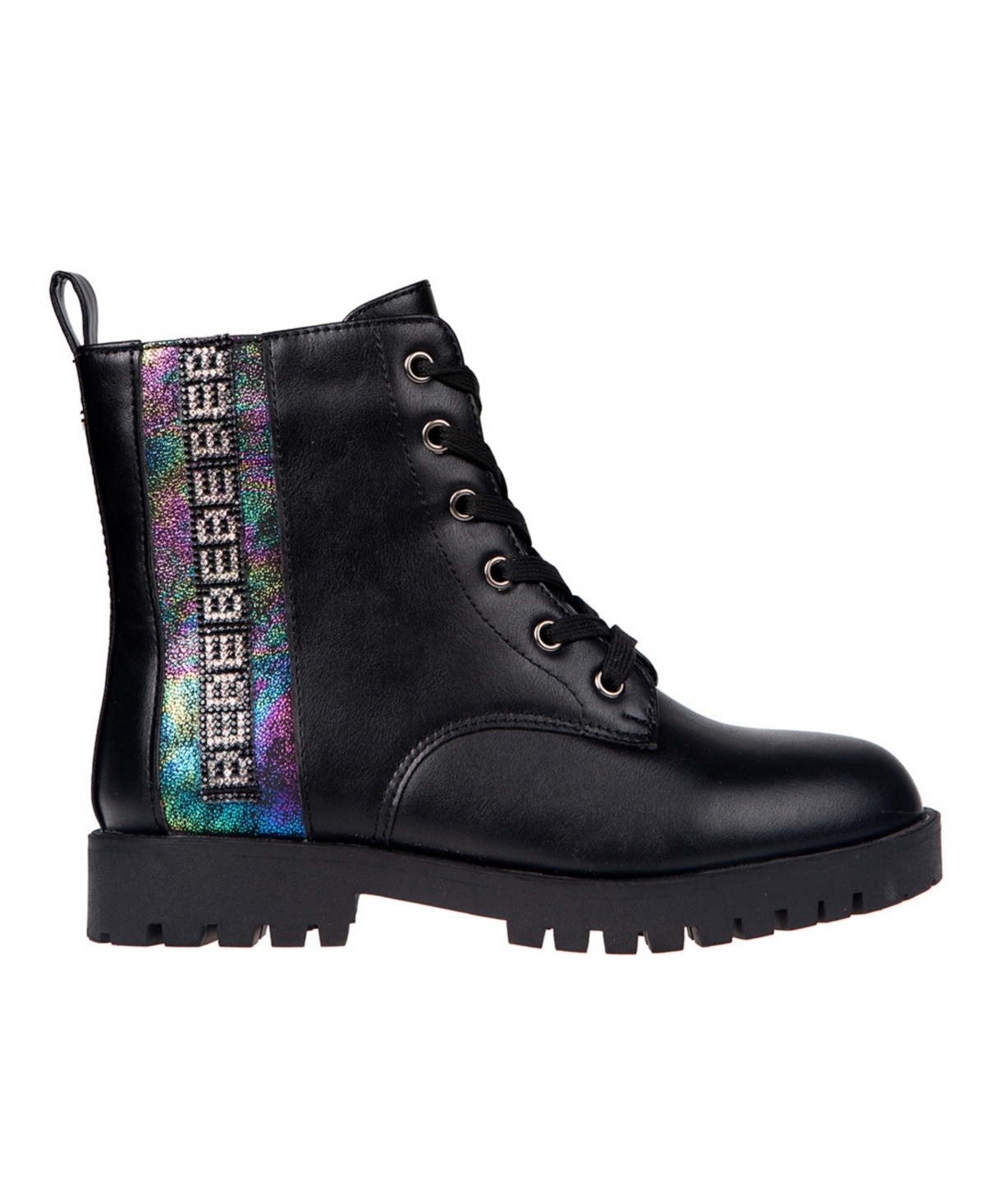 Bebe Little And Big Girls Rhinestone Lace Up Boot In Black