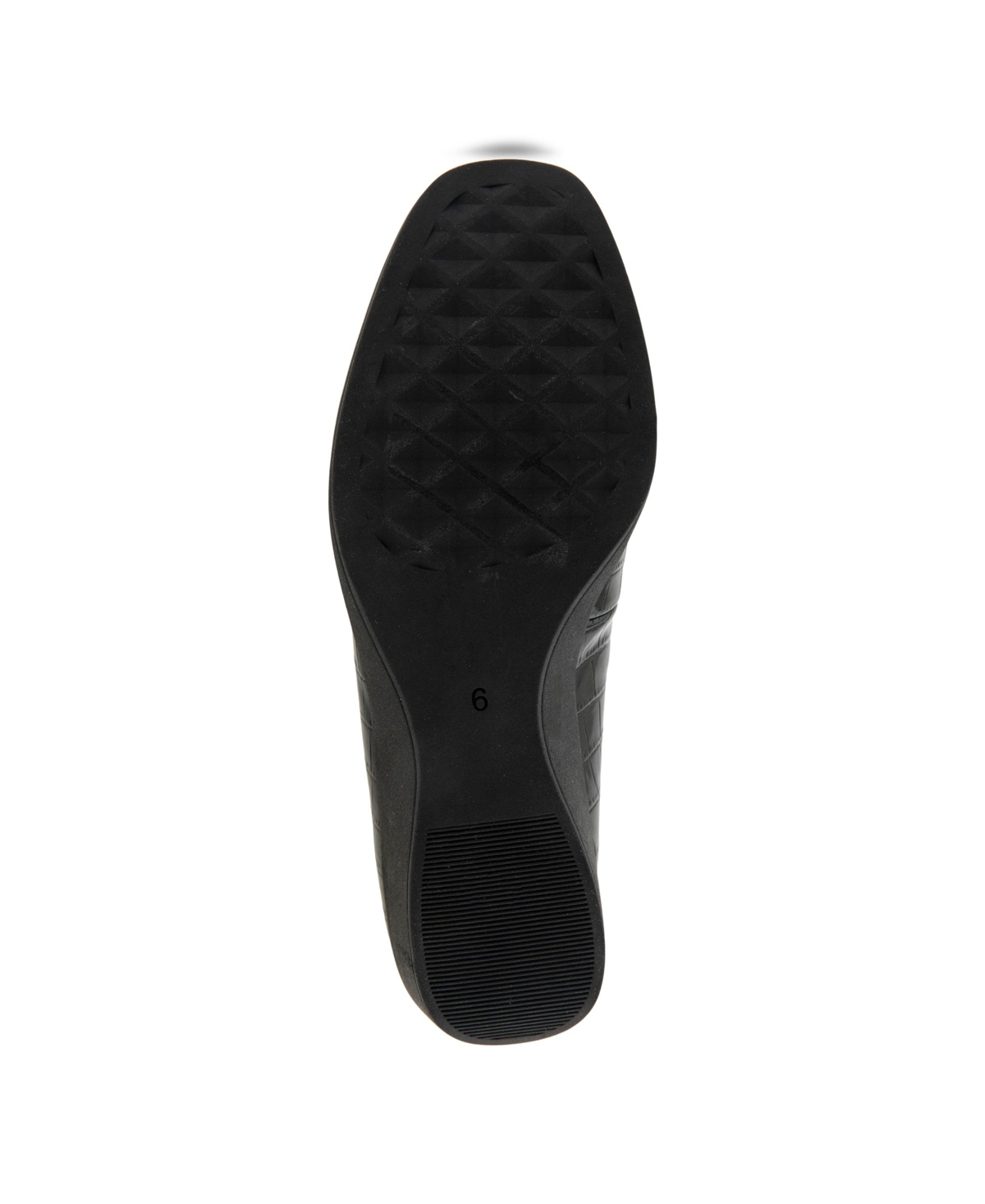 Shop Aerosoles Women's Tart Wedge Heel Loafers In Black Crocodile Faux Leather-polyurethan