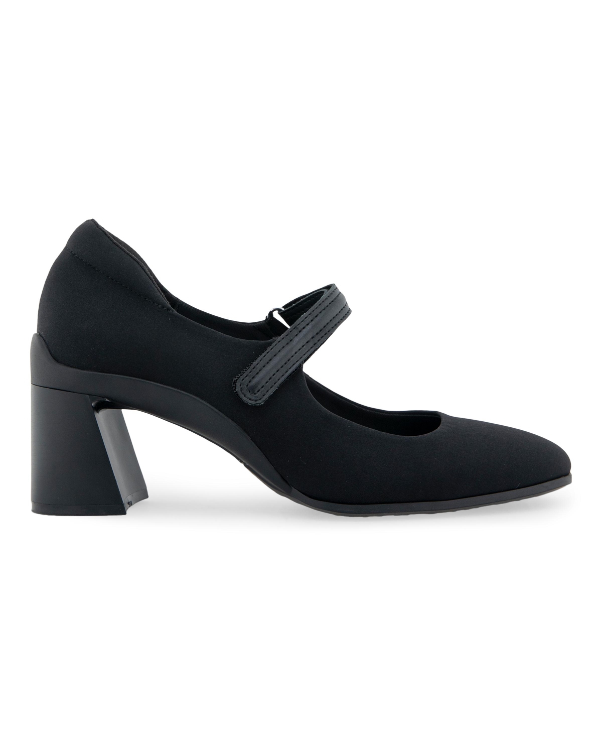 Shop Aerosoles Women's Cassina Strap Pumps In Black Stretch Gabardine Fabric