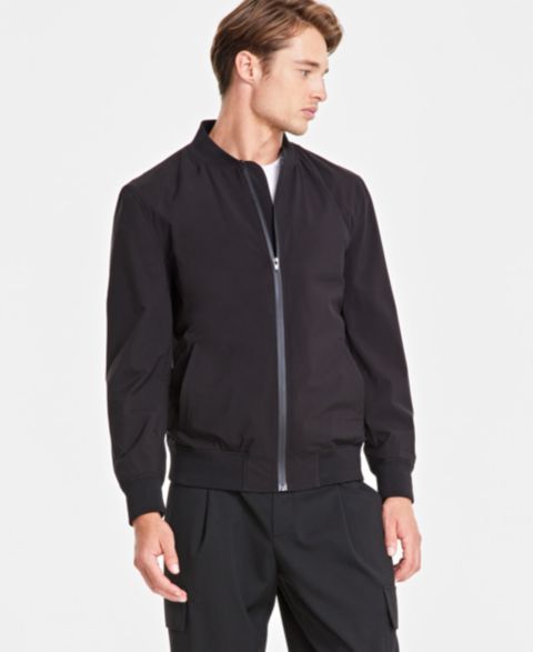 Мужская куртка Alfani Regular-Fit Water-Resistant Full-Zip Bomber, цвет: Глубокий чёрный