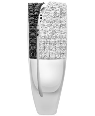 EFFY&reg; Black & White Diamond Pav&eacute; Bypass Statement Ring (1/2 ct. t.w.) in 14k White Gold