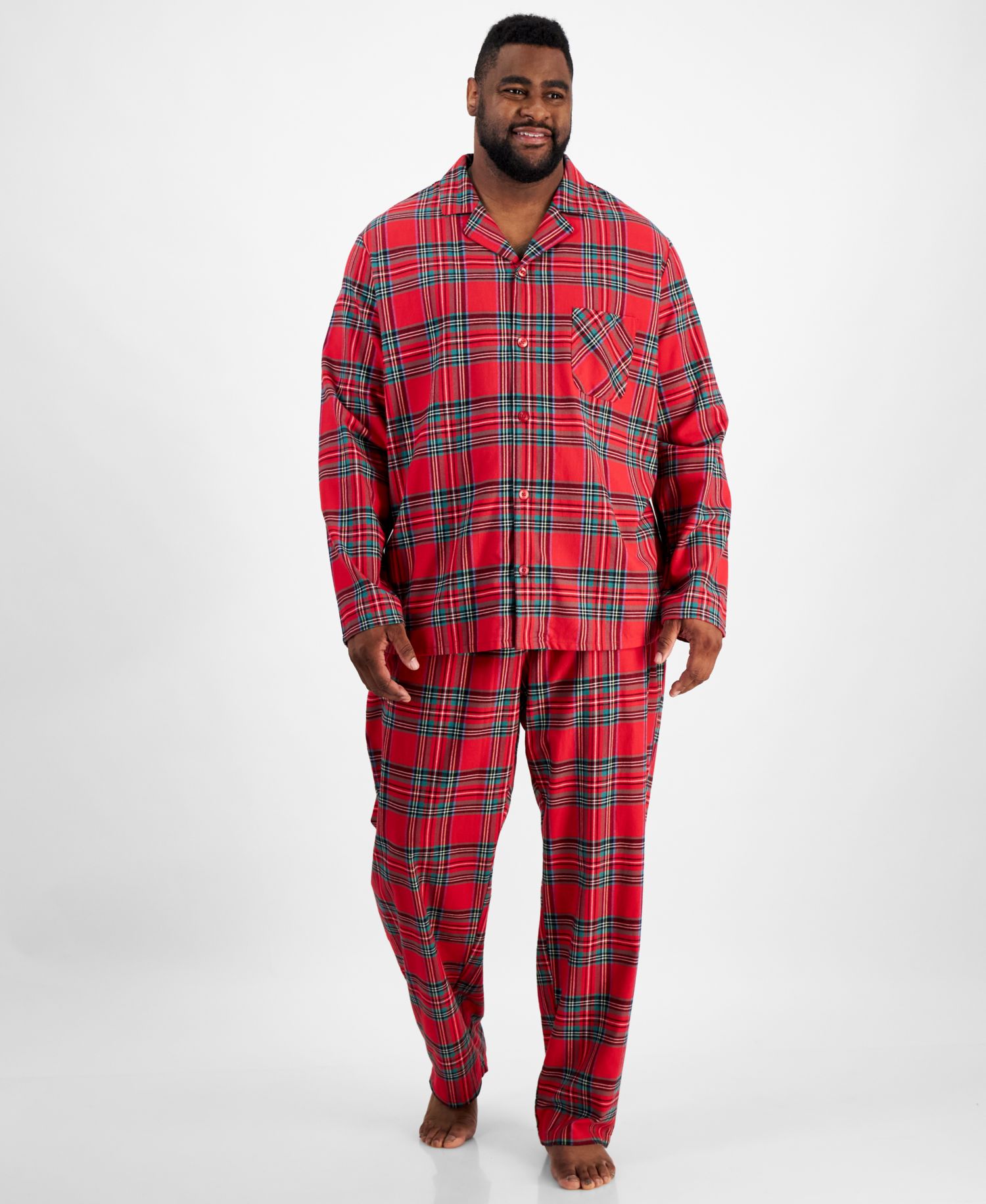 Big & Tall Brinkley Plaid Notch Collar Matching Family Pajamas Set