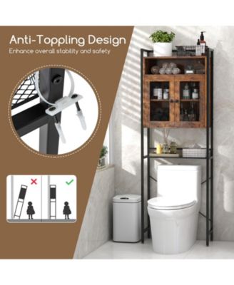 Over-The-Toilet Storage Cabinet with Heavy-Duty Metal Frame 2-door Freestanding