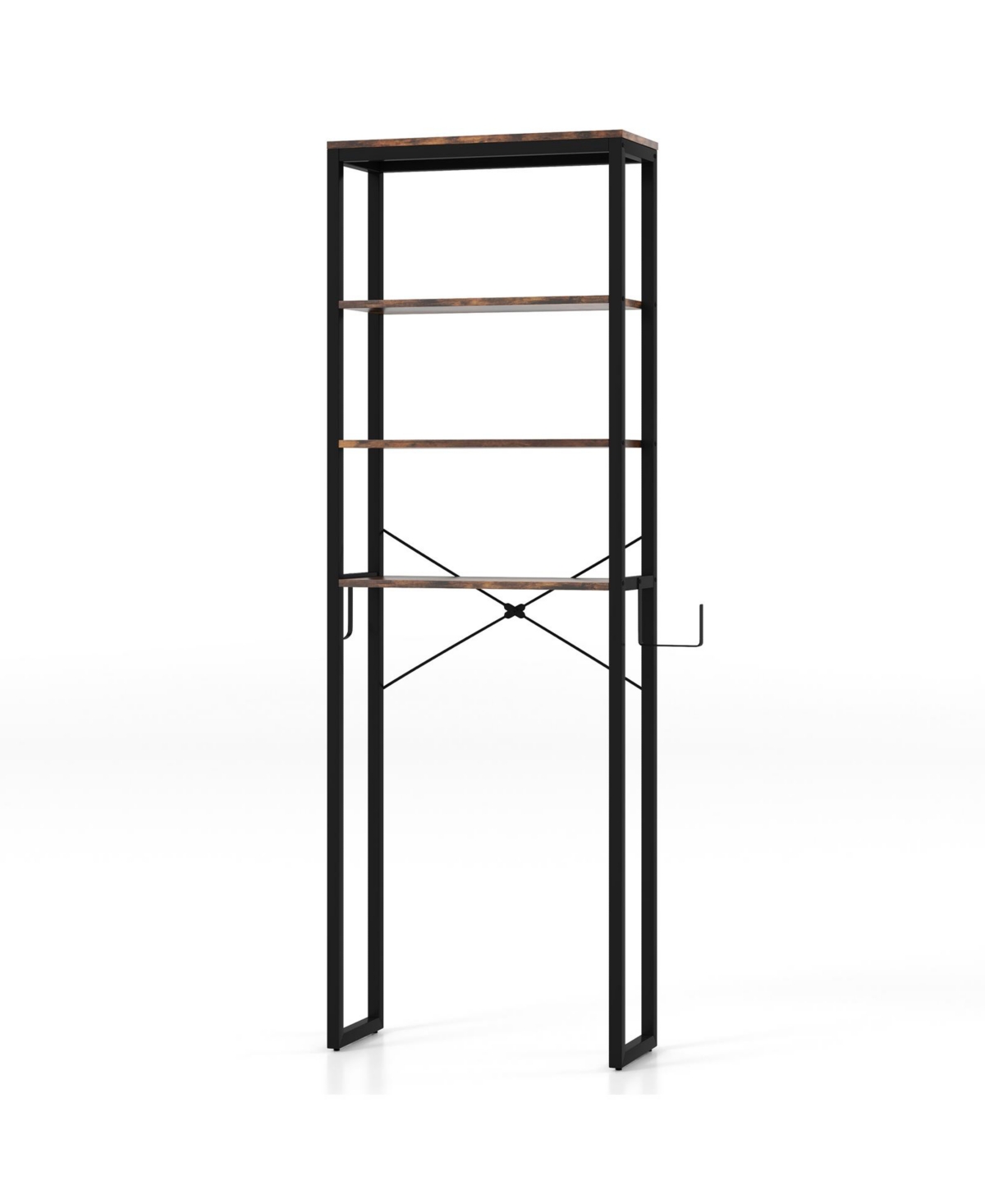 4-Tier Freestanding Over the Toilet Storage Rack-Rustic Brown - Brown
