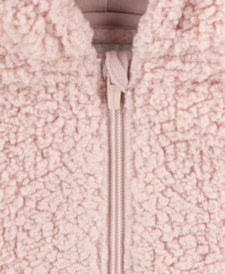 Baby Girls Sherpa Jacket, Bodysuit and Pants 3-Piece Set