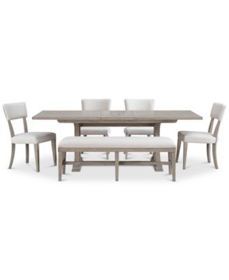 Sadie 6-Pc. Rectangular Dining Set (Table, 4 Upholstered Side Chairs & Bench), Created for Macy's