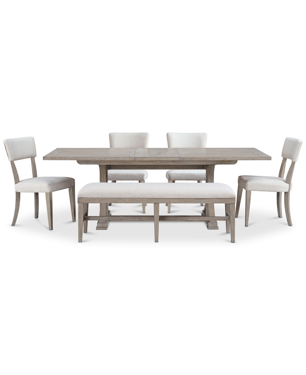 Macy's Sadie 6-pc. Rectangular Dining Set (table, 4 Upholstered Side Chairs & Bench), Created For  In Gray