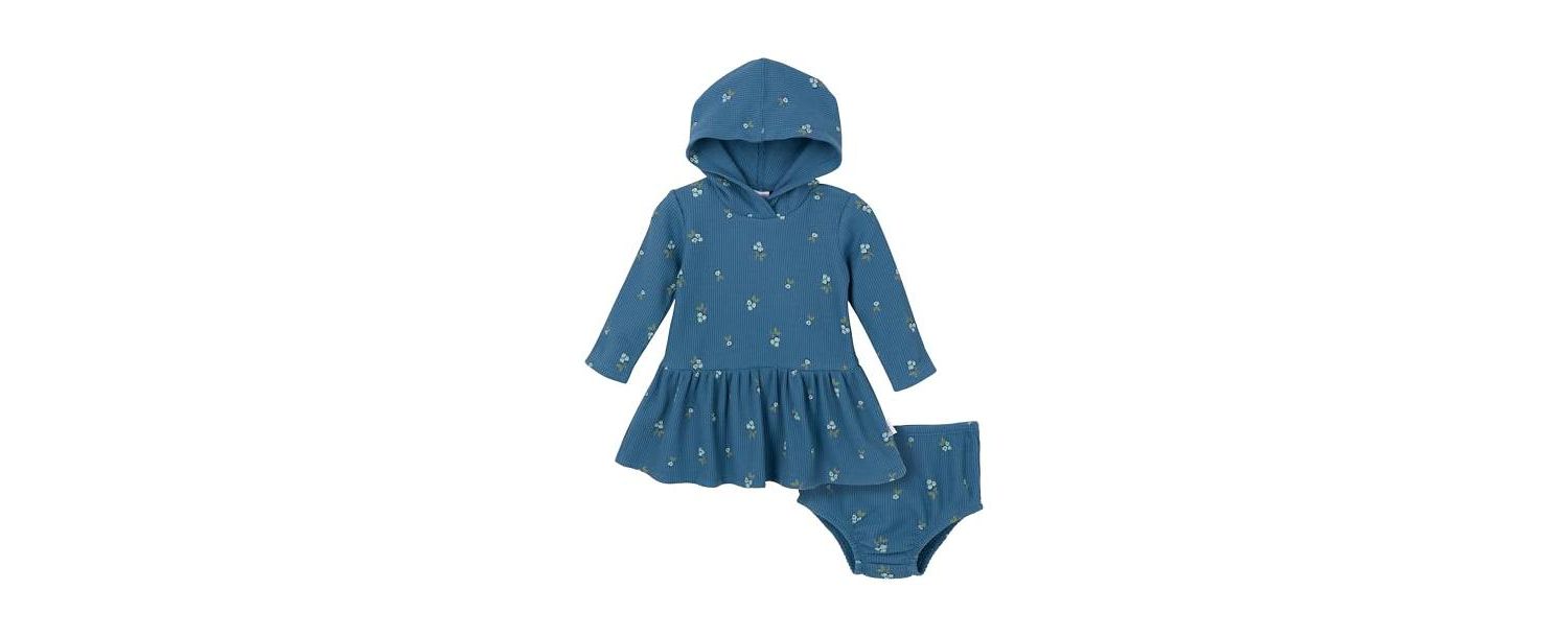 Baby Girls Long Sleeve Dress and Diaper Cover Set, 2 Piece