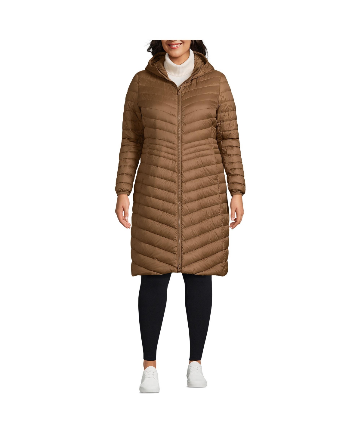 Lands End Plus Size Wanderweight Packable Down Coat Evening forest Smart Closet