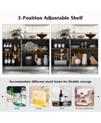 Sideboard Cabinet with Tempered Glass Door for Living Room Dining Room Kitchen-White