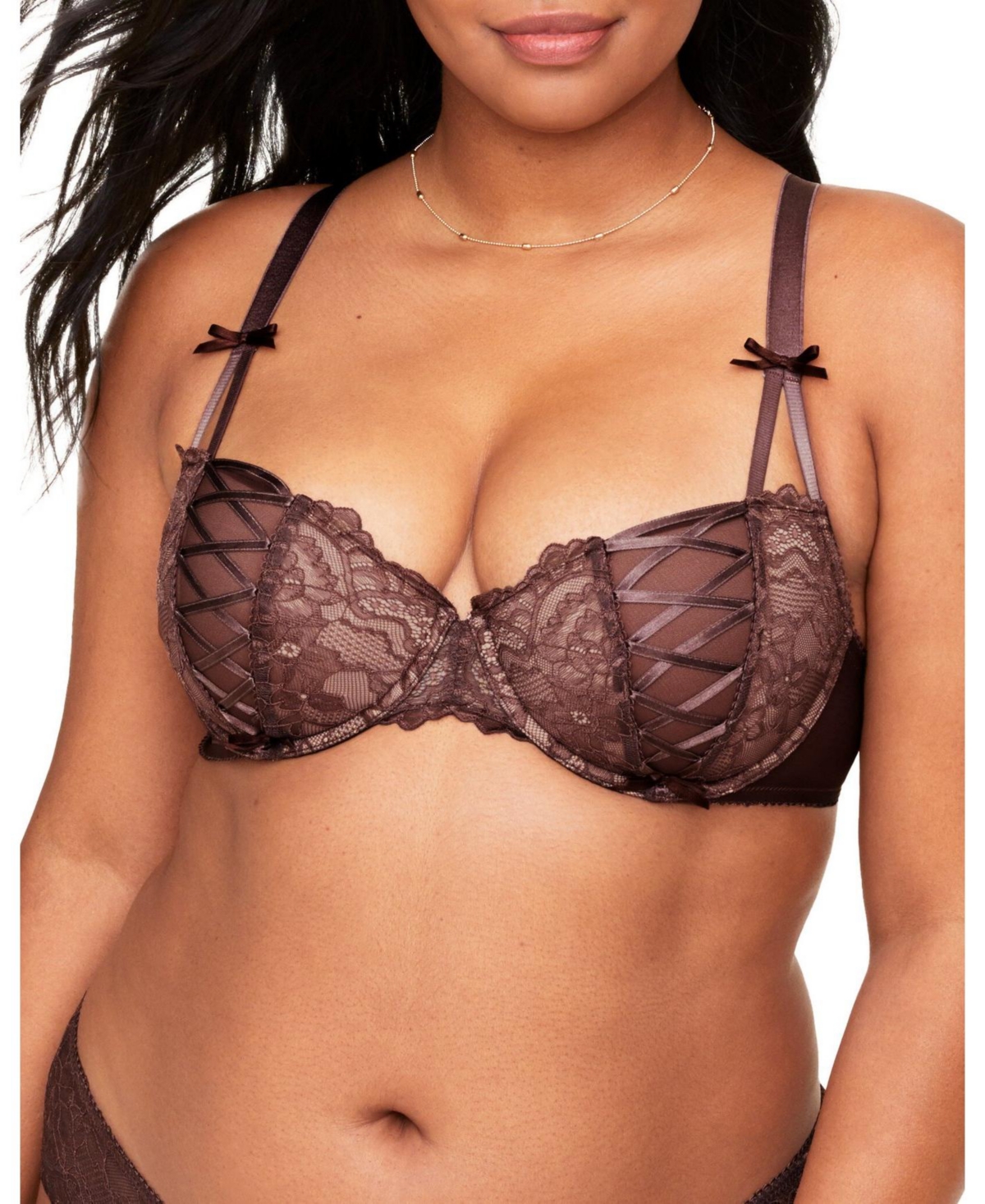 Plus Size Enny Contour Balconette Bra - Dark brown