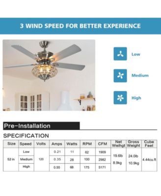 Wooden Blades and Remote Control 52 Inches Ceiling Fan