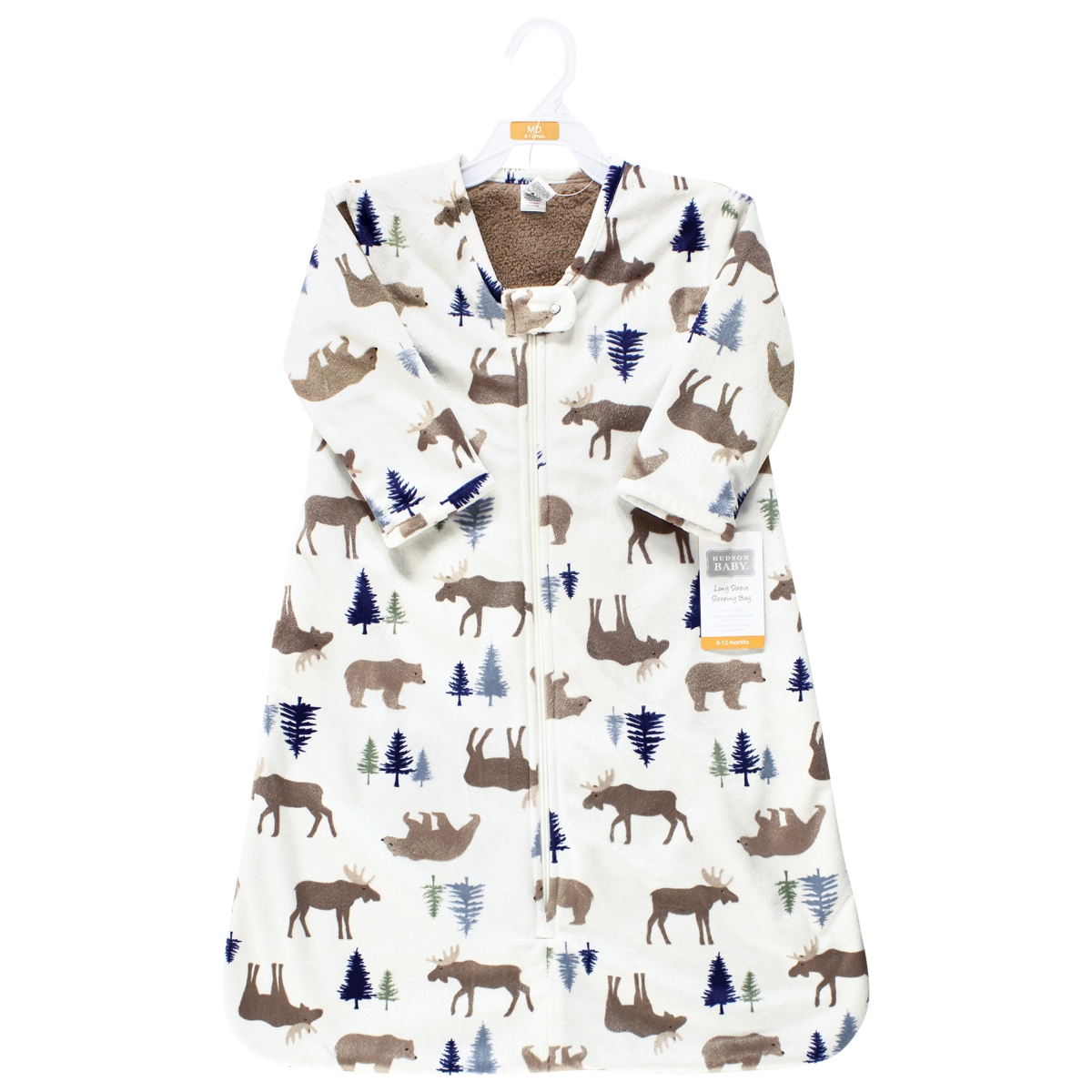 Hudson Baby Baby Boys Long Sleeve Plush Faux Fur Sleeping Bag, Wearable Blanket,- Moose bear