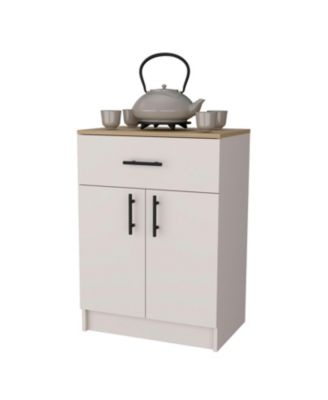 Cope kitchen Pantry in melamine with 2 doors and 1 drawer, ivory/ natural Oak