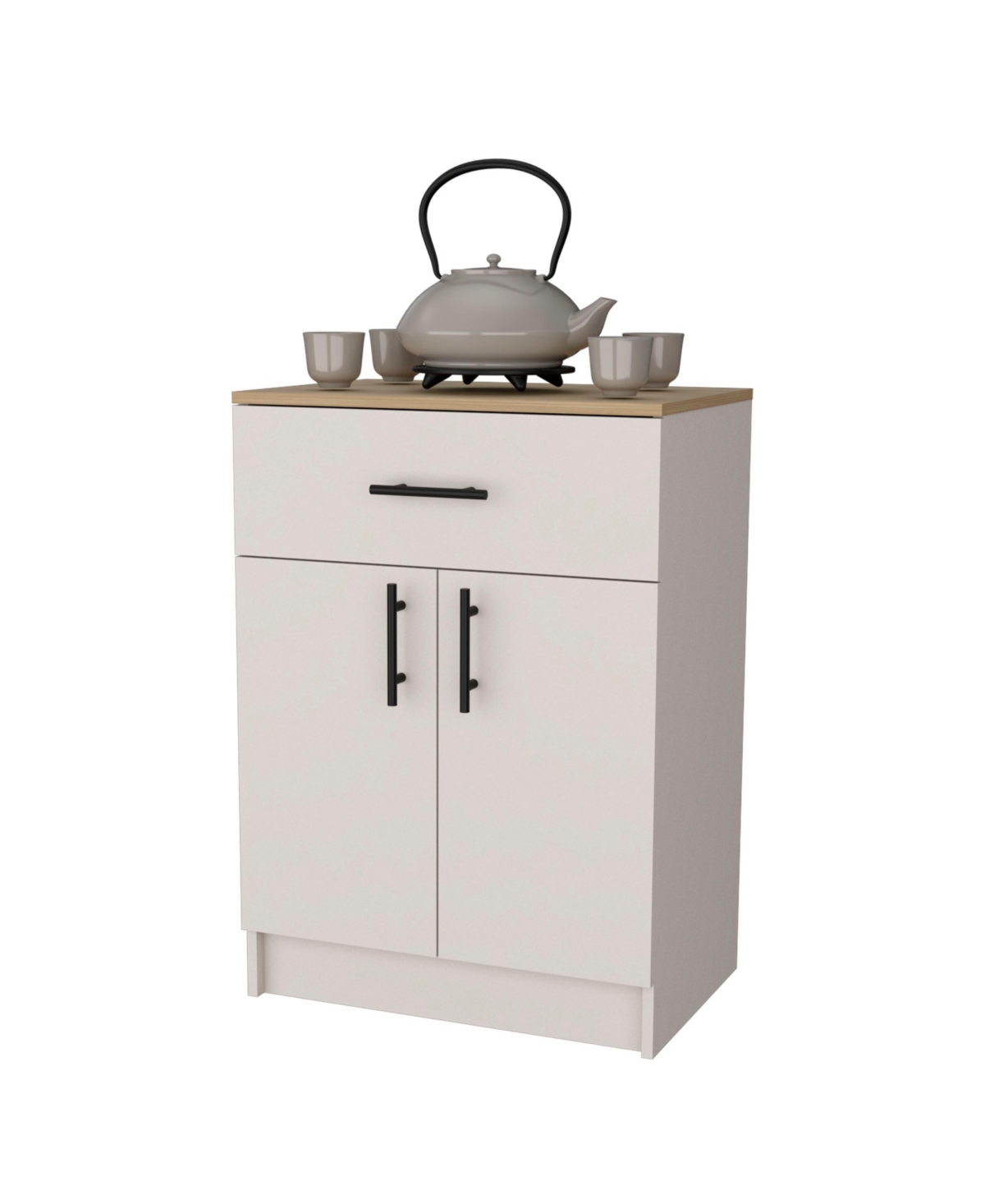 Fm Furniture Cope kitchen Pantry in melamine with 2 doors and 1 drawer, natural Oak - Ivory/natural oak