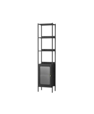 6-Tier Slim Bookshelf with PC Door - Space-Saving Storage and Stylish Design