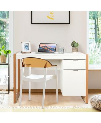 Modern Computer Desk Study Table Writing Workstation with Cabinet and Drawer