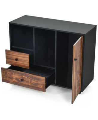 Mobile Filing Cabinet 2 Drawers with Open Shelves